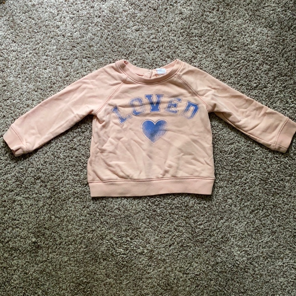 GAP Pink & Blue “Loved” Crewneck